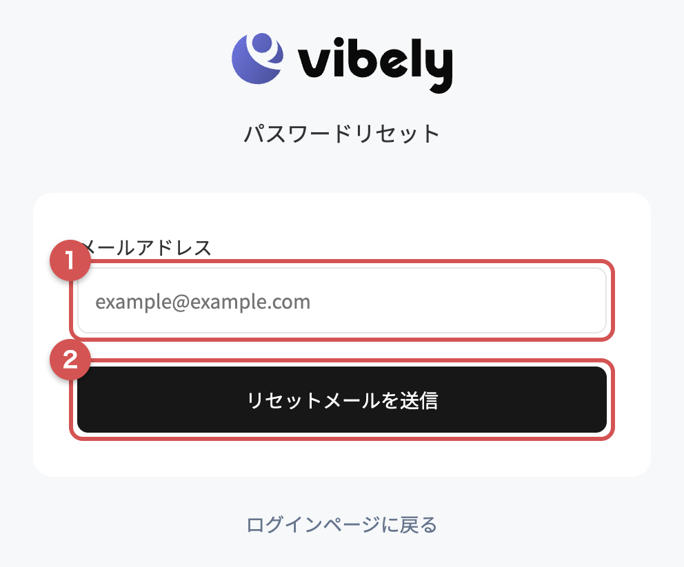 パスワードリセット画面