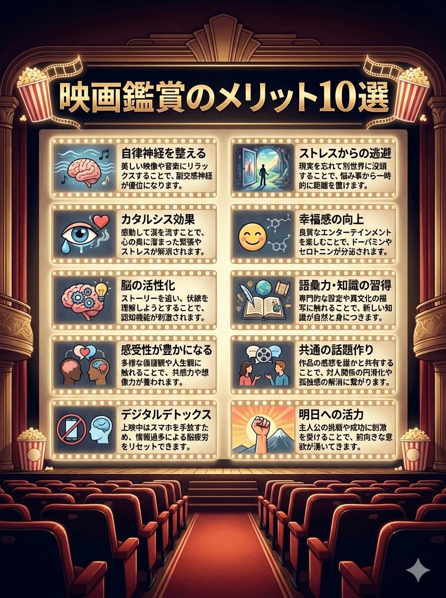 映画鑑賞のメリット10選  ──心と脳を整える、最高のセルフケア時間